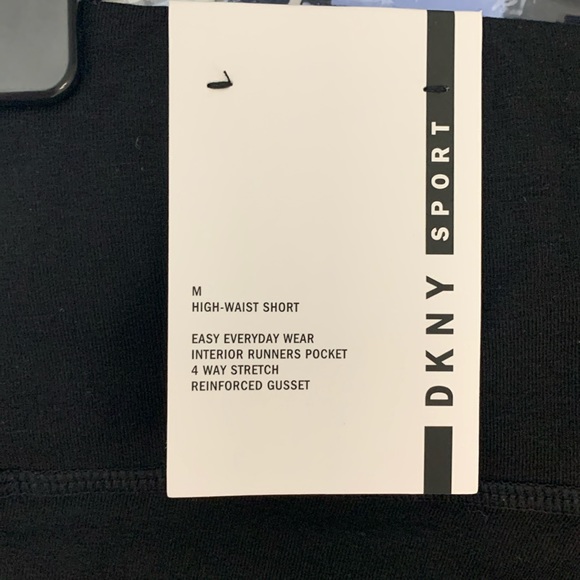 DKNY Women's Mini Repeat Logo High Waist Bike Shorts Black Size: M - Picture 4 of 6